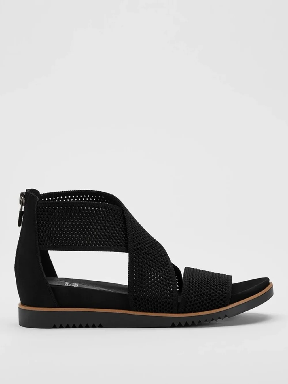 Eileen Fisher Kitts Recycled Stretch Knit Sandal Size 7.5 Black Minimalist